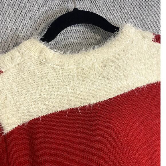 Poof New York Christmas Vintage Knit Sweater Dress Womens L Red/White Mrs Claus - Picture 9 of 13